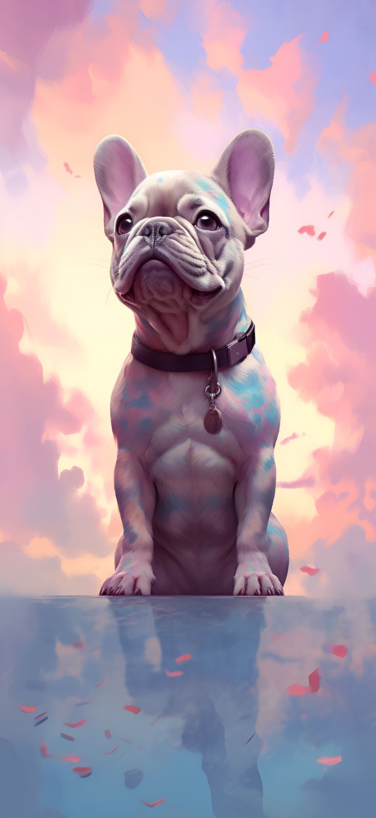 French Bulldog Puppy with Flower Petals