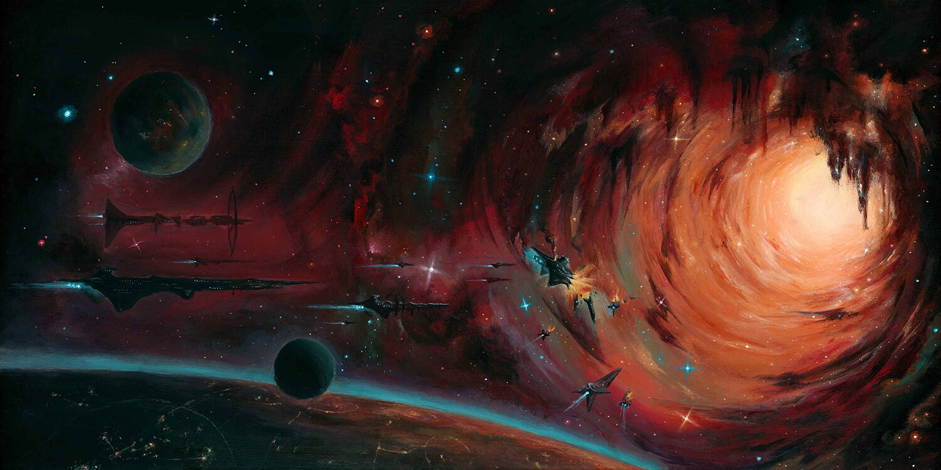 Wallpaper Moon, science fiction, stars