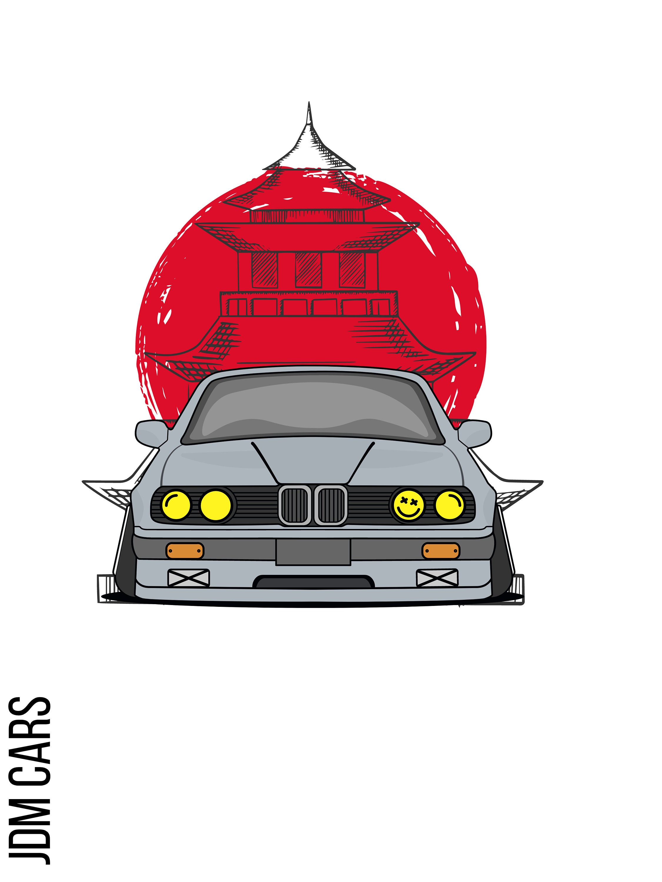 Cartoon JDM Car SVG Design Red Circle