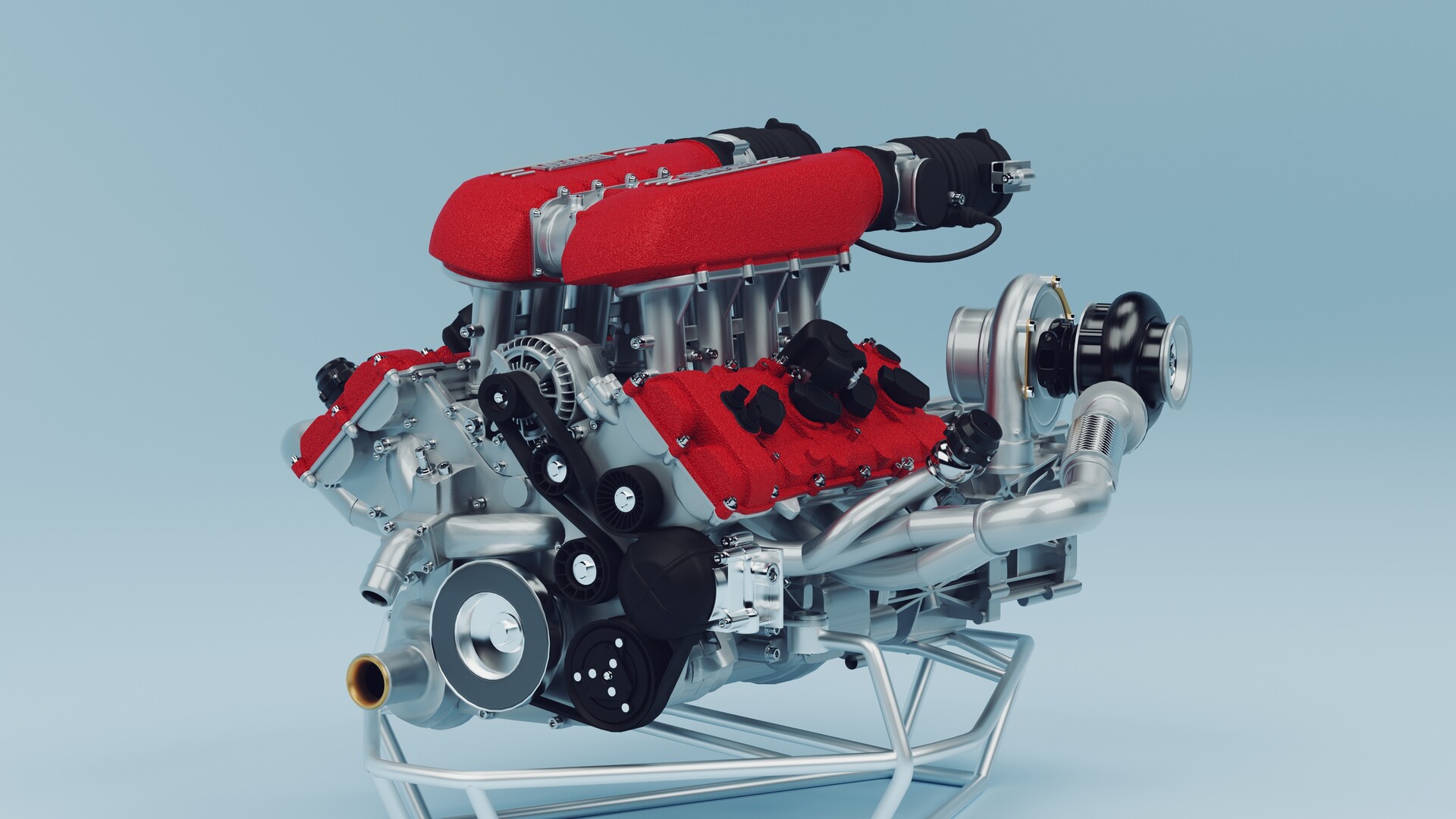 Ferrari 458 Twin Turbo Engine 3D Model
