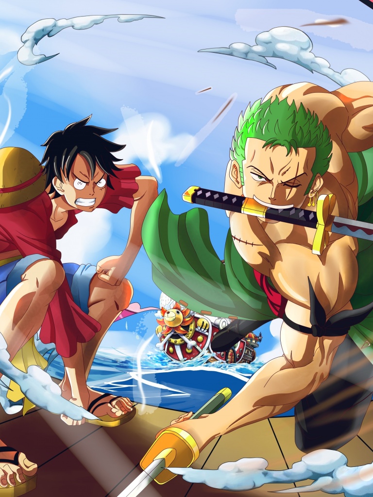 Monkey D. Luffy Wallpaper 4K, Roronoa Zoro, One Piece