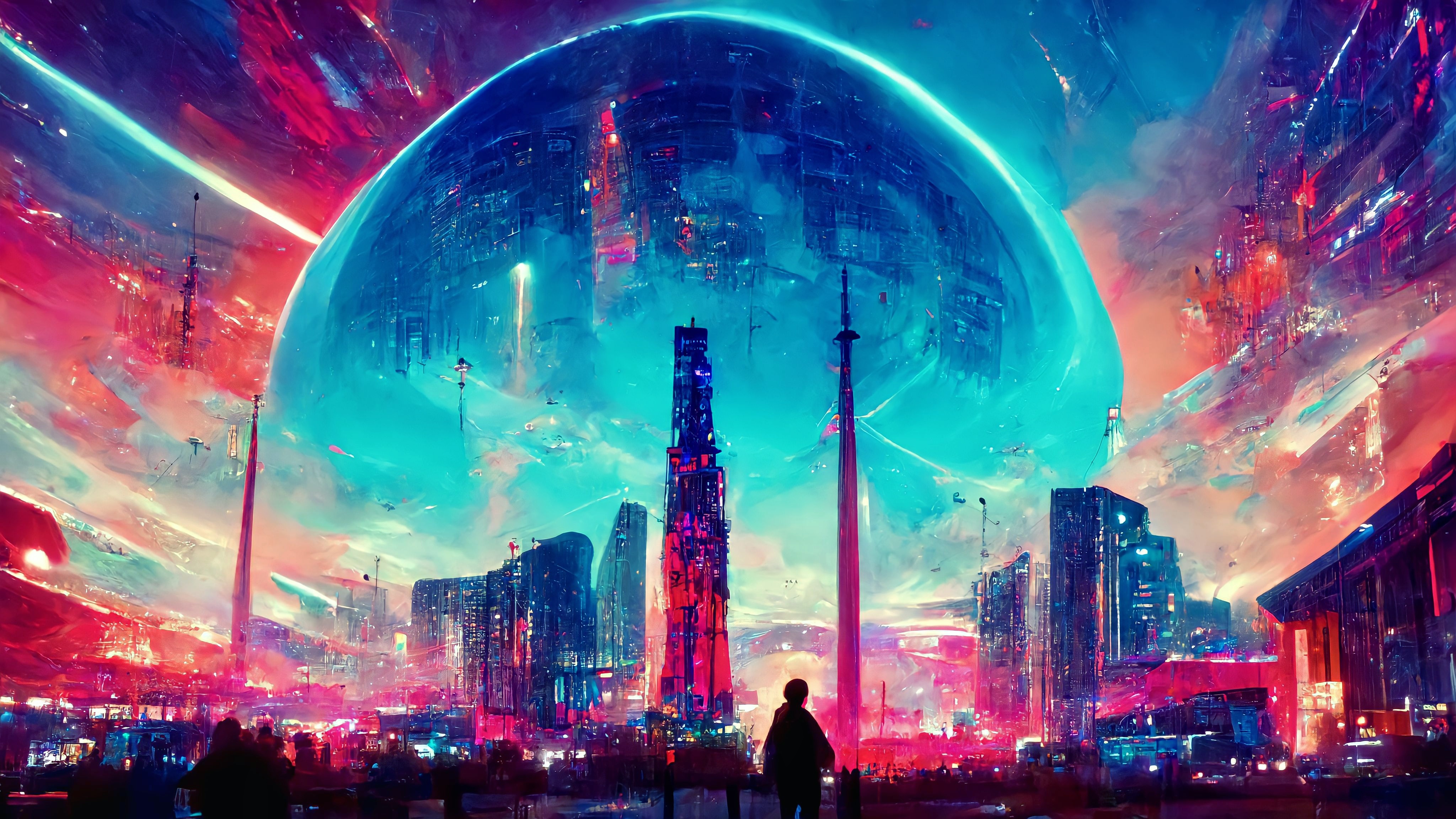 cyberpunk, dome, AI art