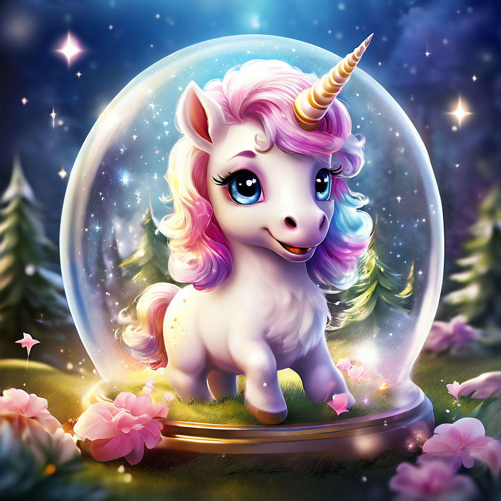 Rainbow cute little baby unicorn