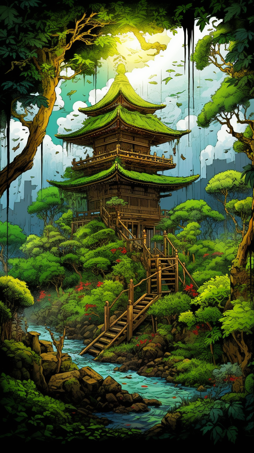 Historic Temples Anime Art Wallpaper
