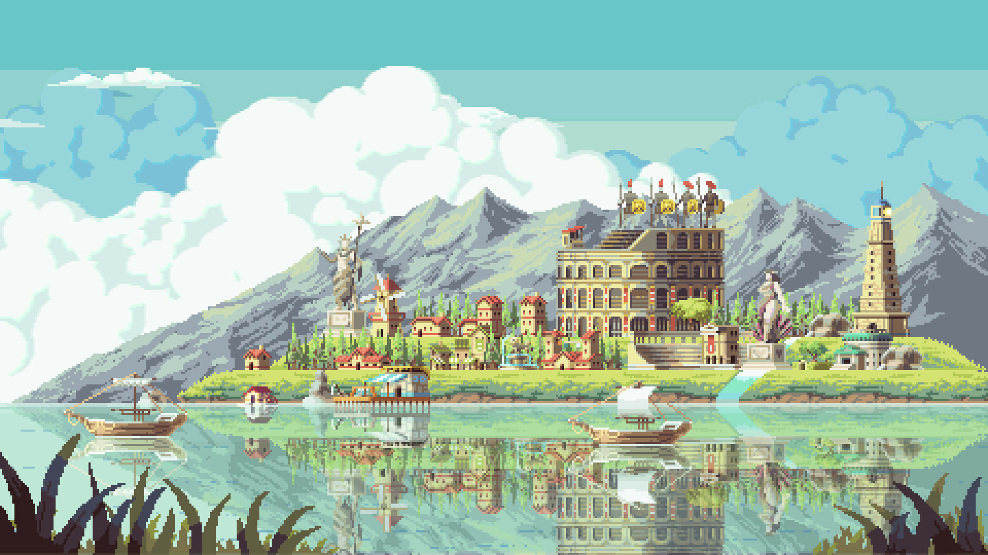 a Pixelated Game World Wallpaper