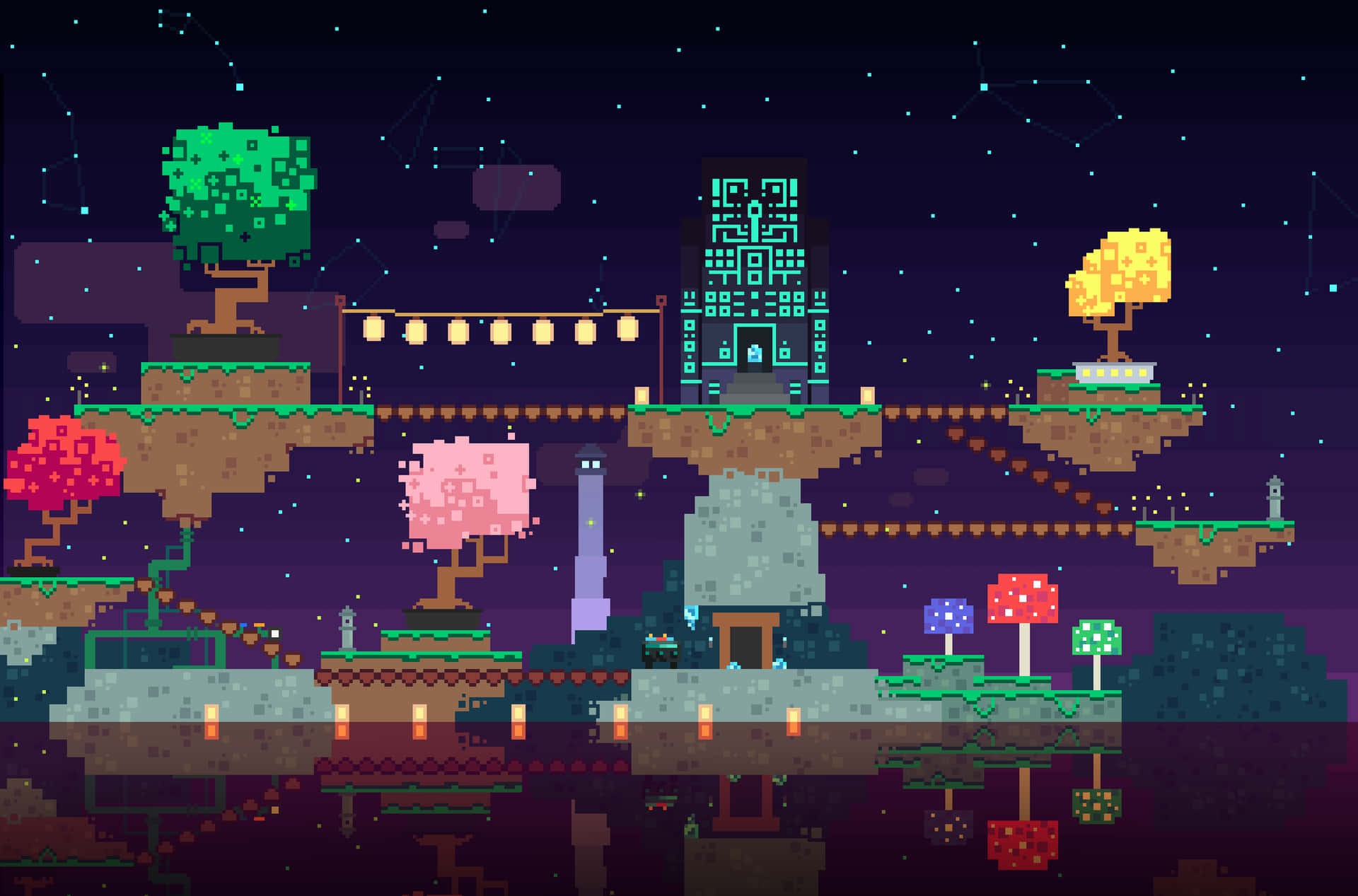 Download Pixel Art City With Trees