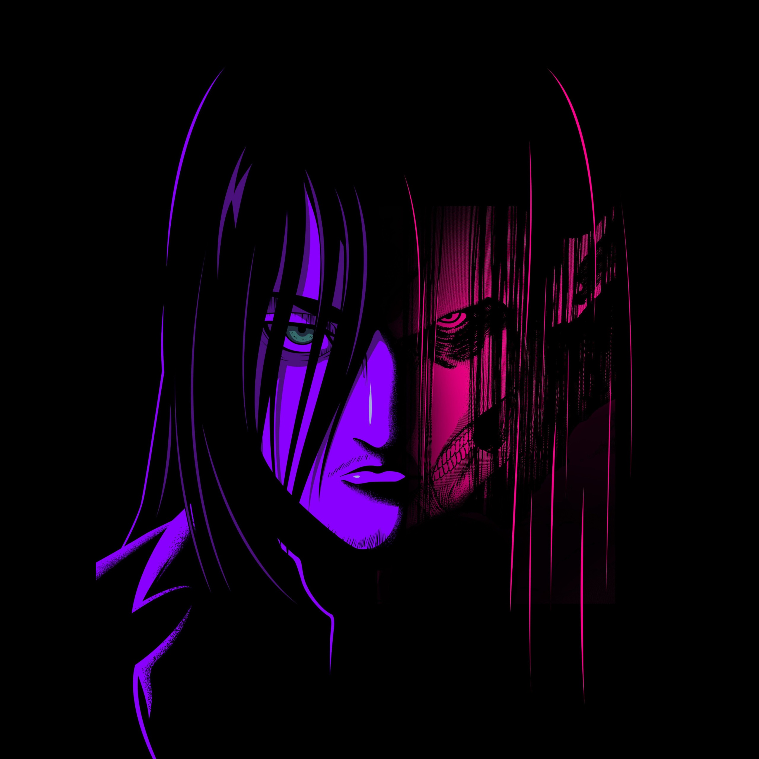Eren Yeager Wallpaper 4K, Neon art