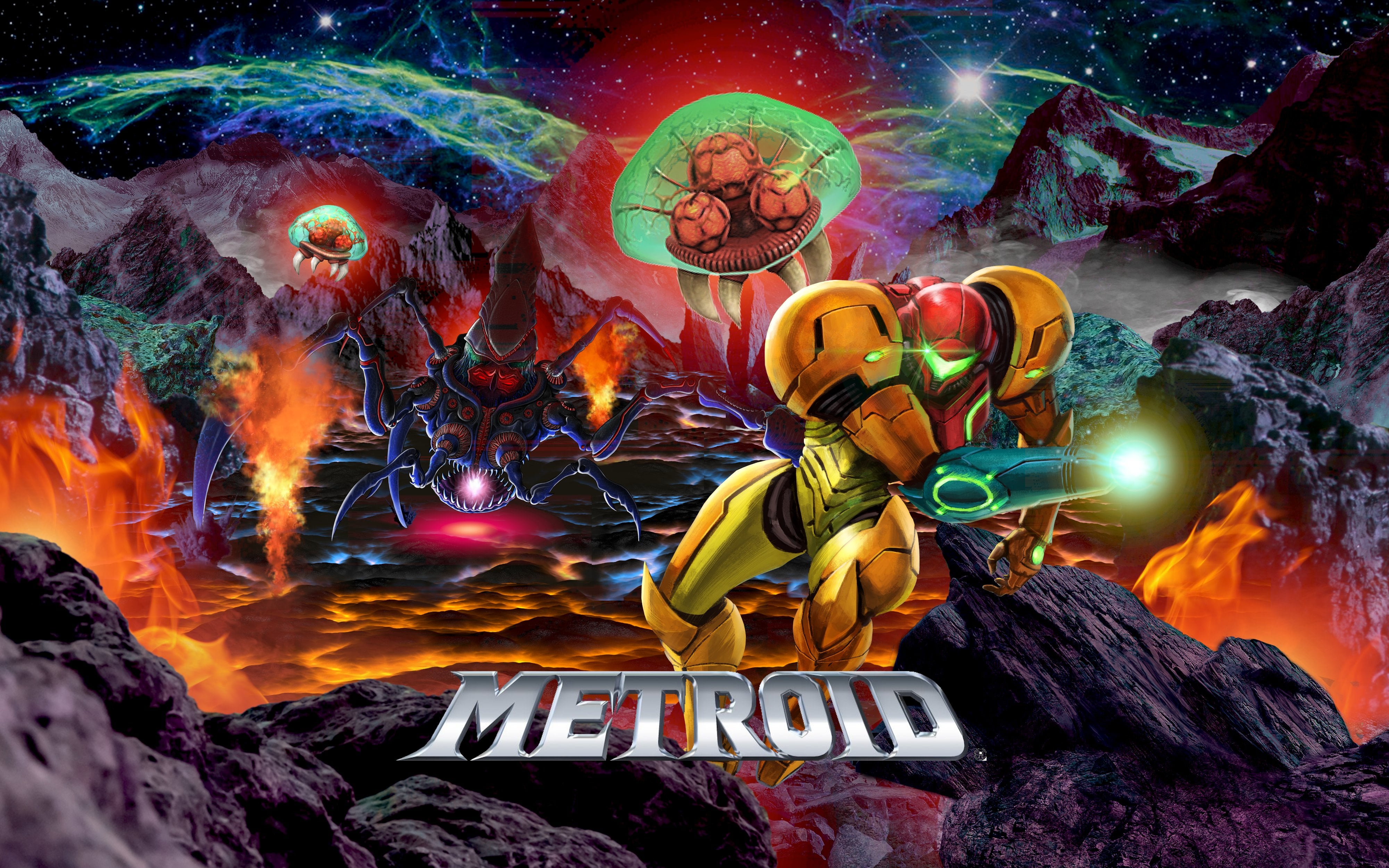 wallpaper of Metroid Prime vs Samus