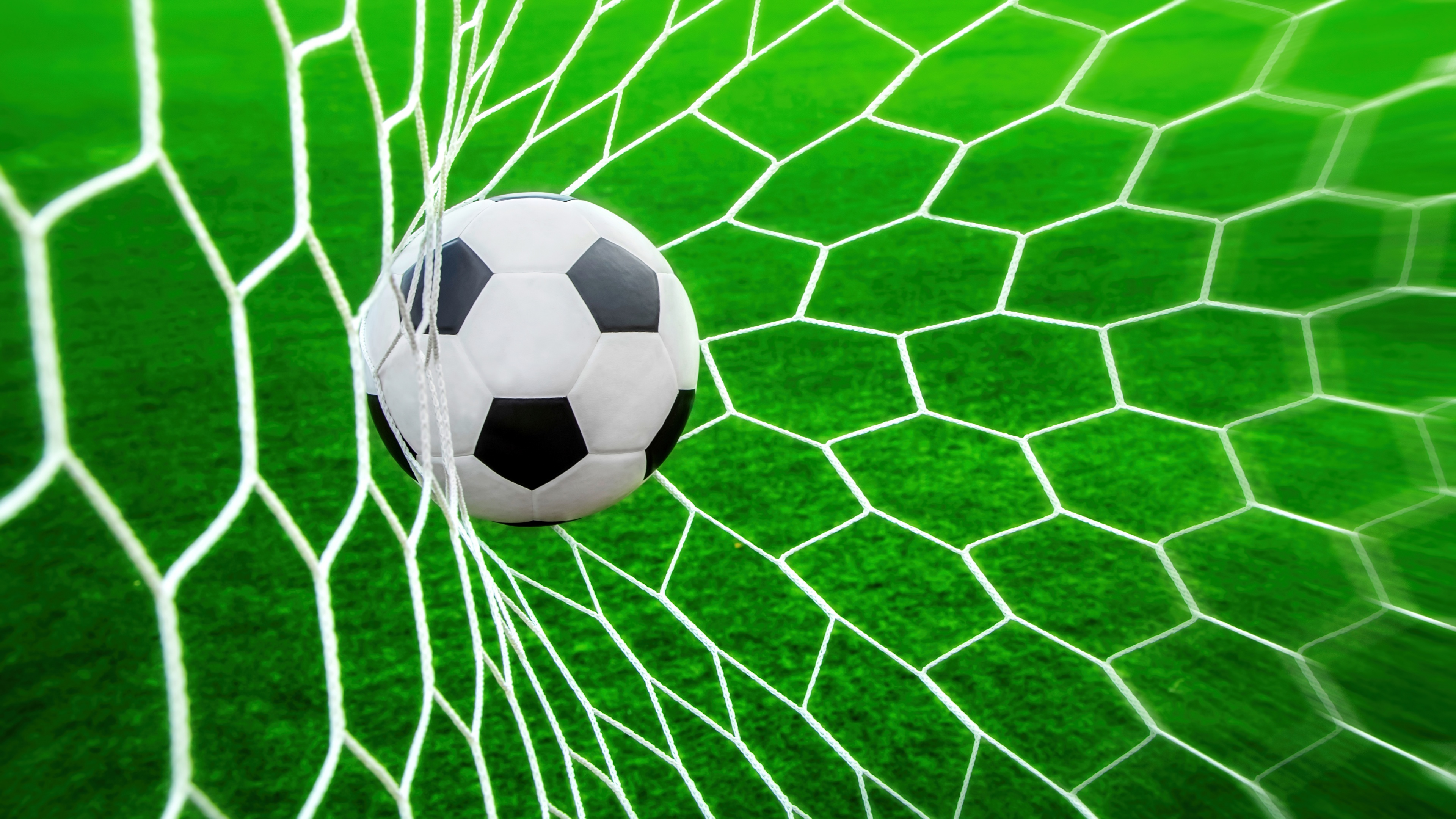 Soccer ball Wallpaper 4K, Goal net