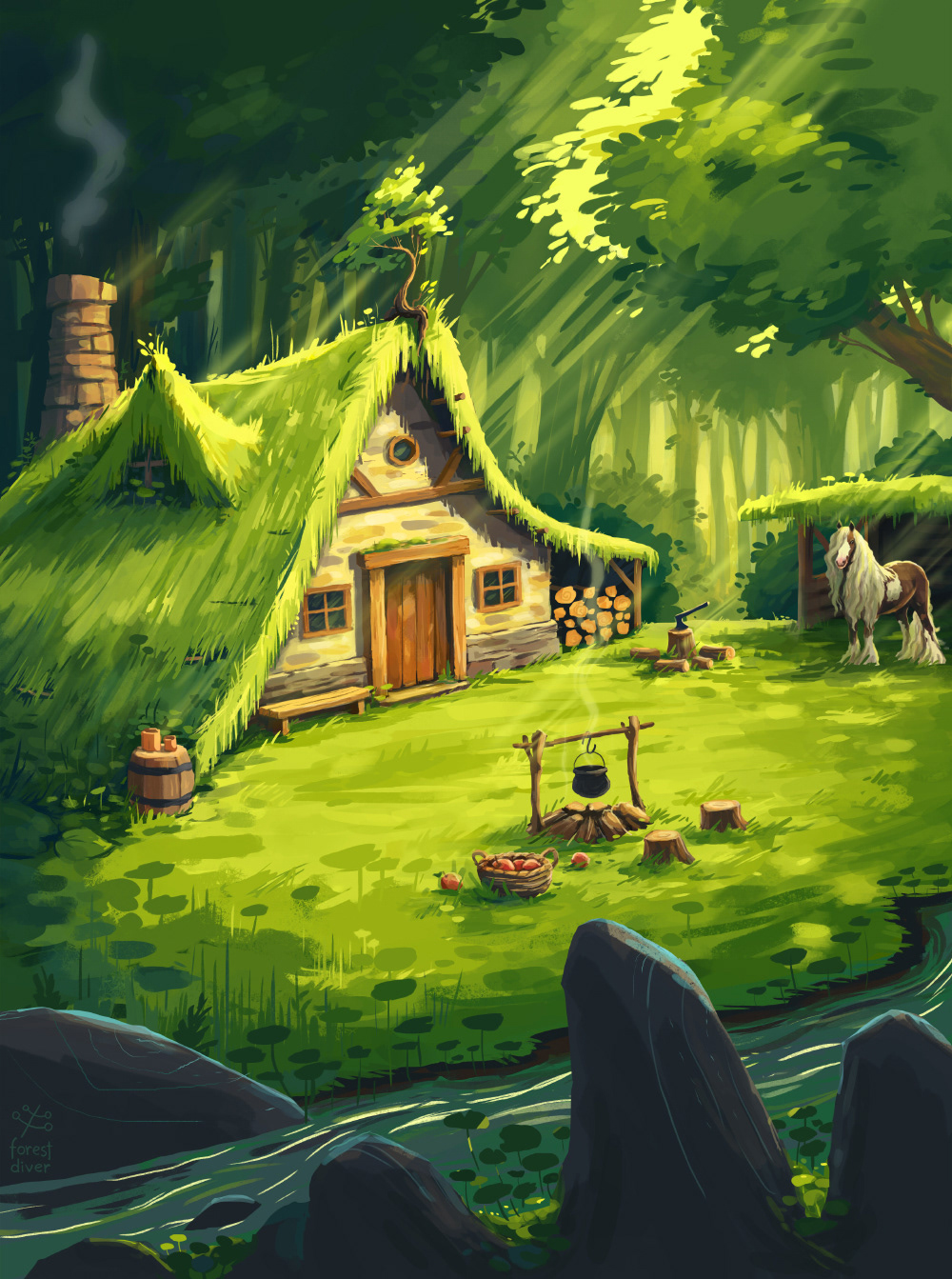Cozy place in the woods - Behance