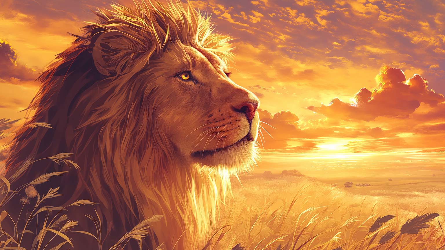Majestic Lion Sunset Desktop Wallpaper Sunset Wallpaper 4k