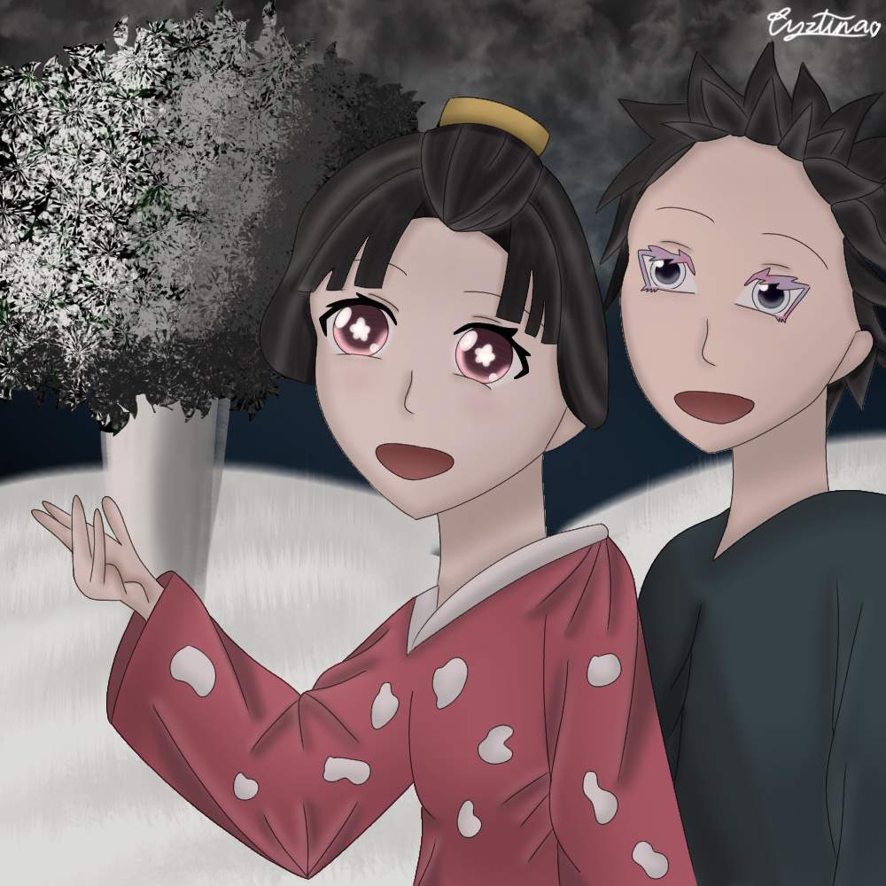 Hakuji (Akaza) and Koyuki. Digital Fanart. Demon Slayer: Kimetsu No Yaiba Amino