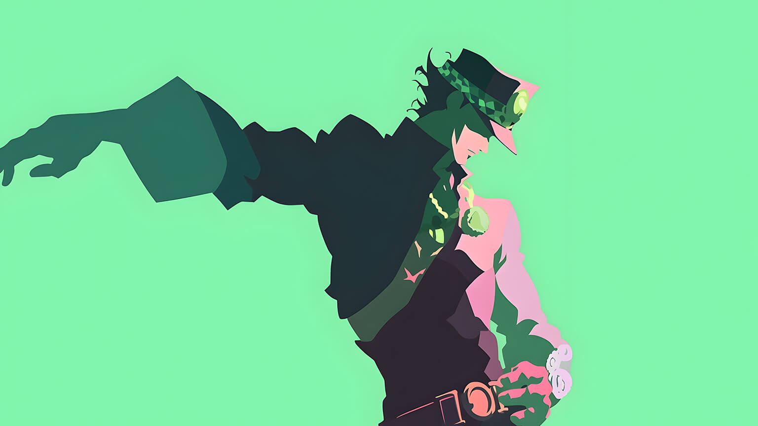 Jotaro Kujo Minimalist Green Desktop