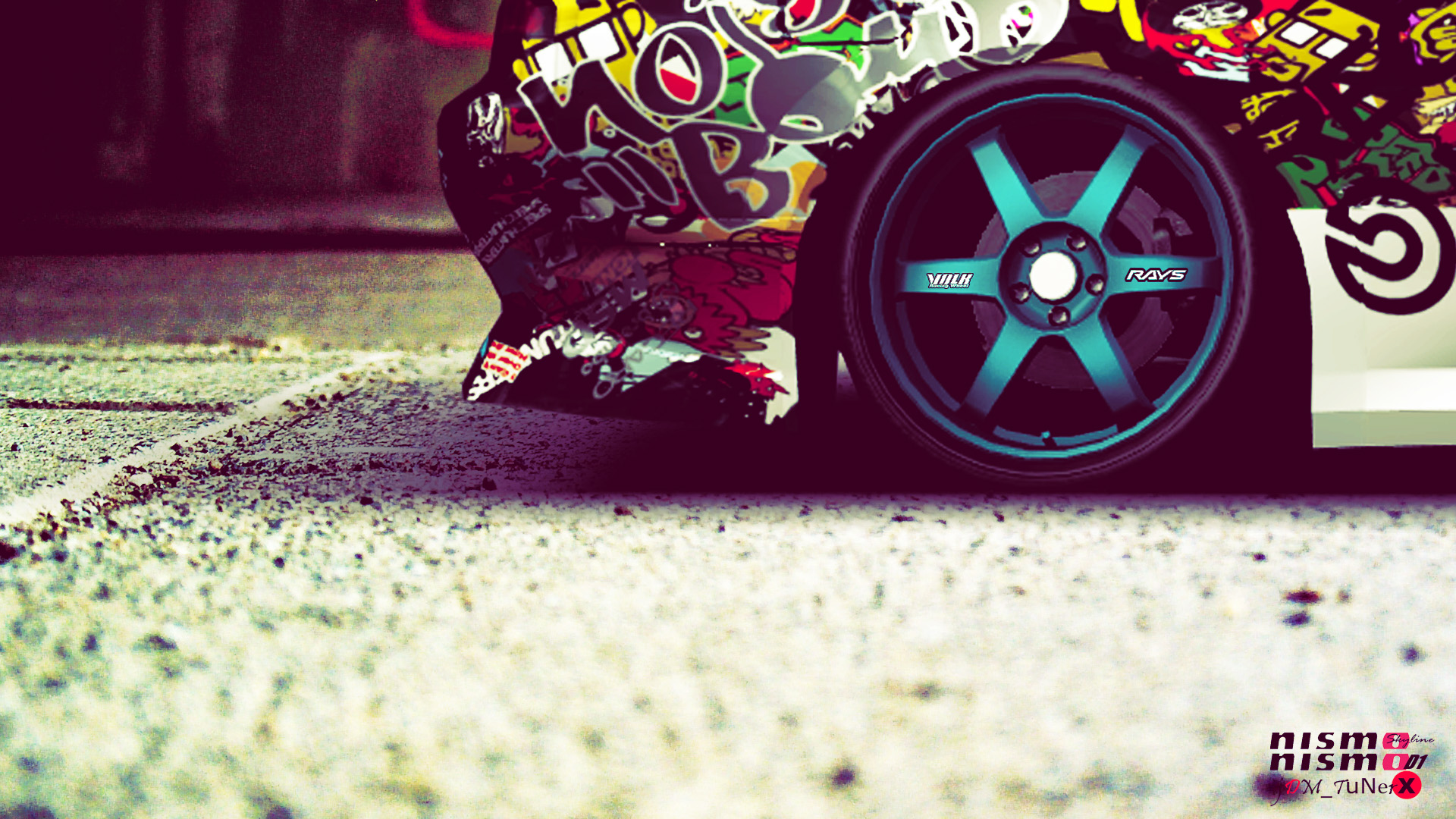 JDM Car with Sticker Bomb Design HD