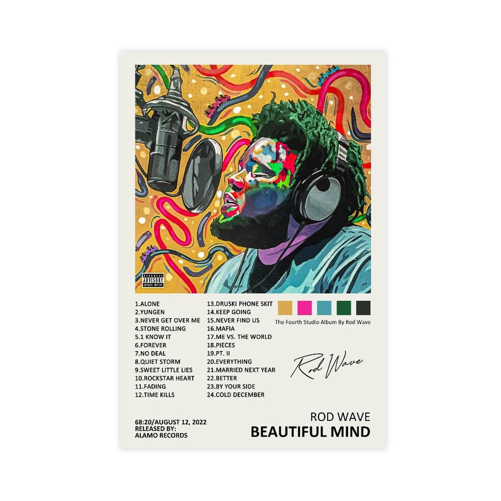 YEZLH Rod Wave Poster Beautiful Mind