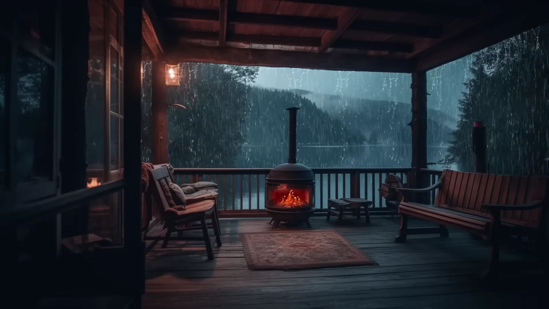 Wallpaper fire, house, rain, nature