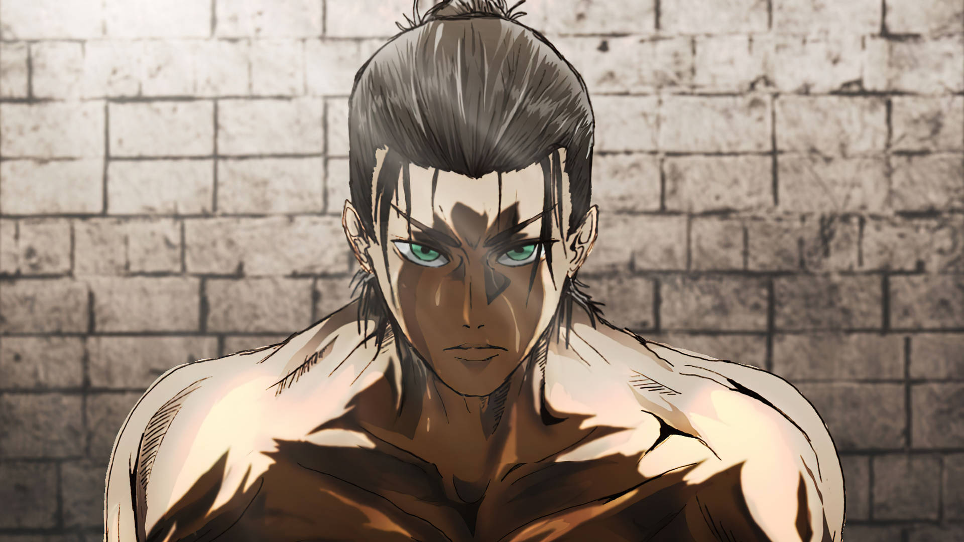 Download Shirtless Imprisoned Eren Wallpaper