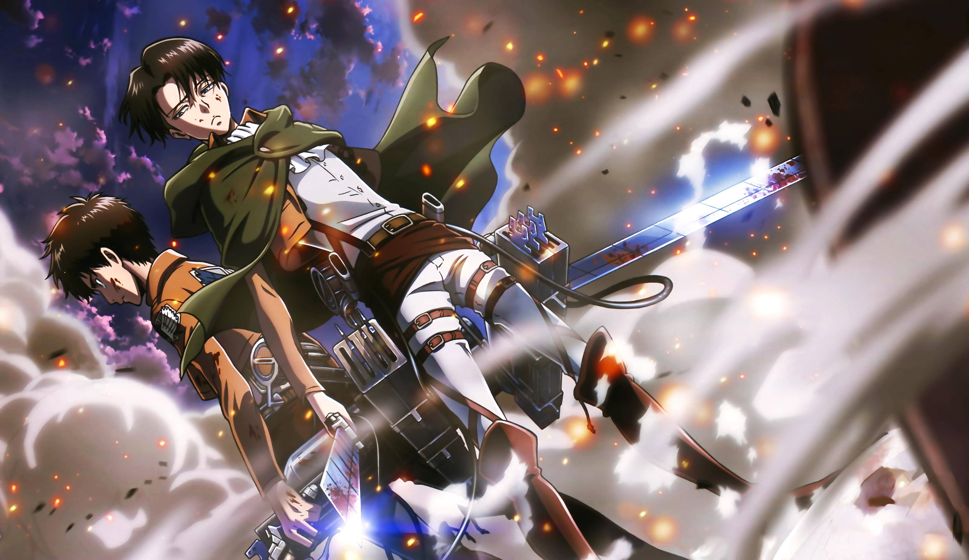 Desktop wallpaper: Levi Ackerman, Eren Yeager, Attack On Titan, Anime 4K free download for PC. 359463