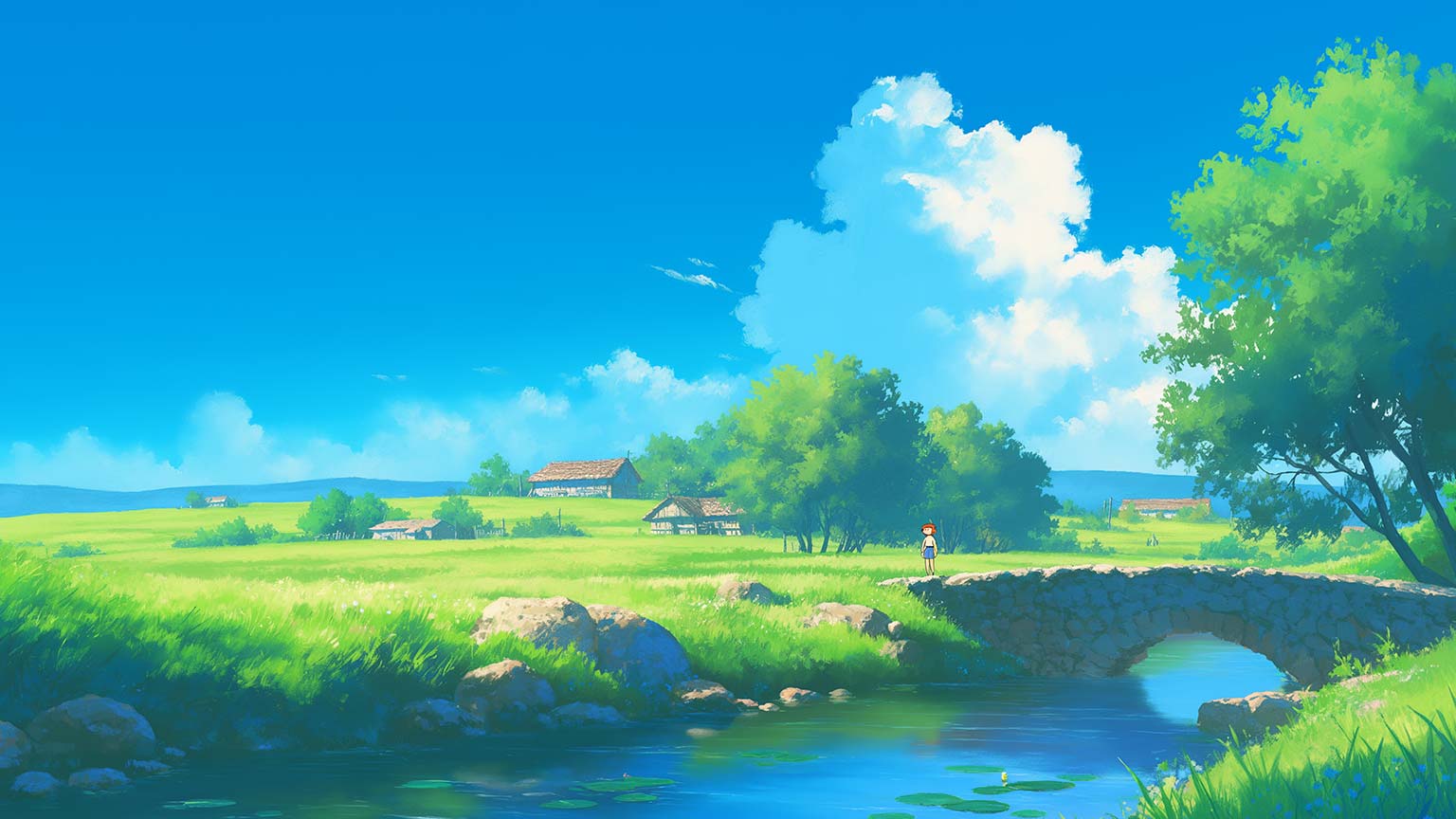 Anime Country Bridge Desktop Wallpaper