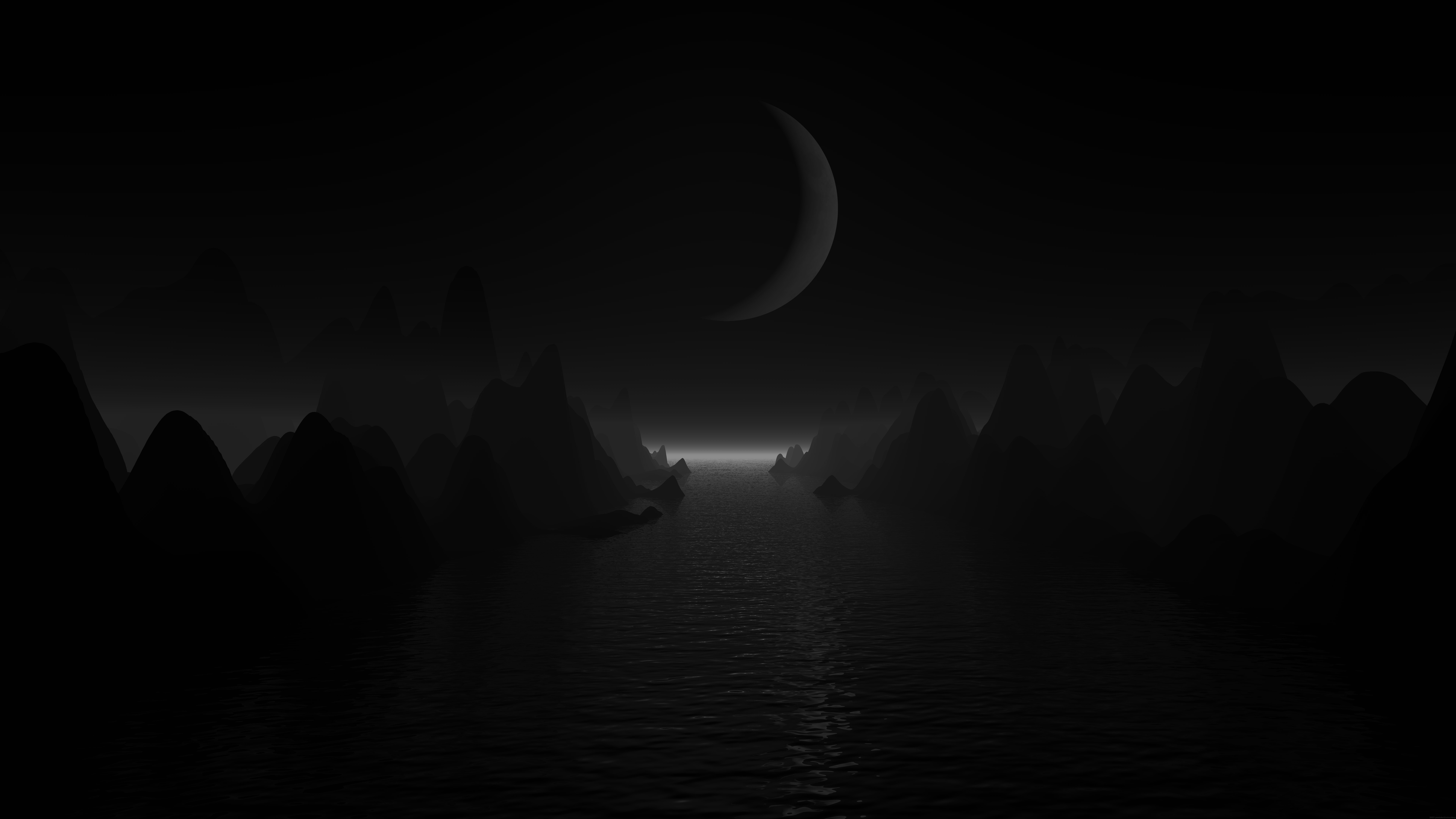 90s Raytraced Landscape Night Wallpaper