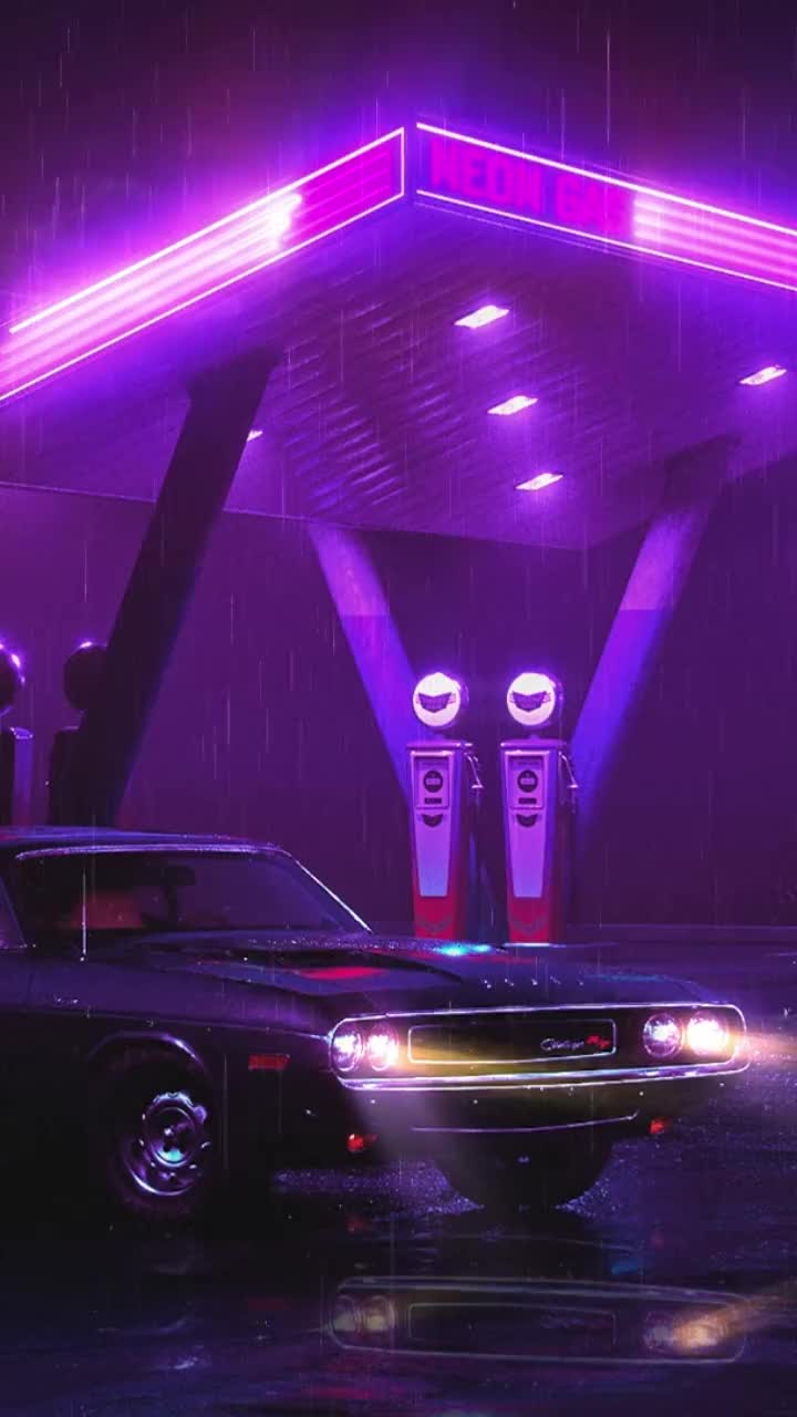 Neon Gas Station Mobile Live Wallpaper