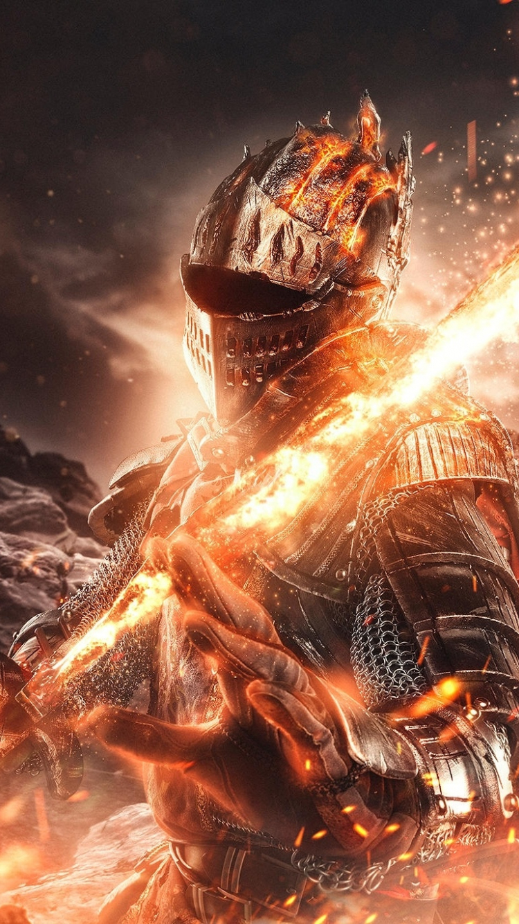 wallpaper 750x1334 fire and sword