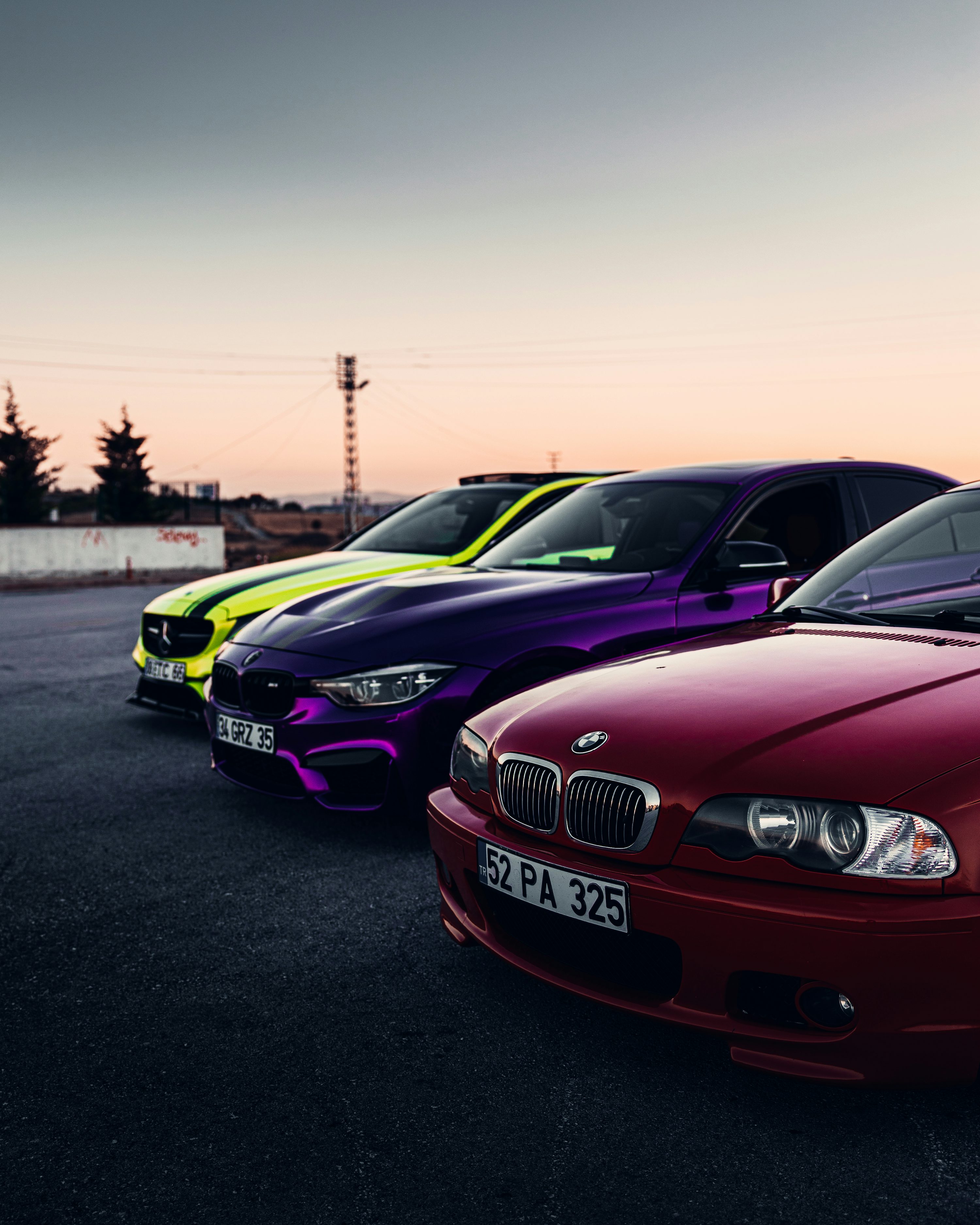 A couple of cars parked next to each