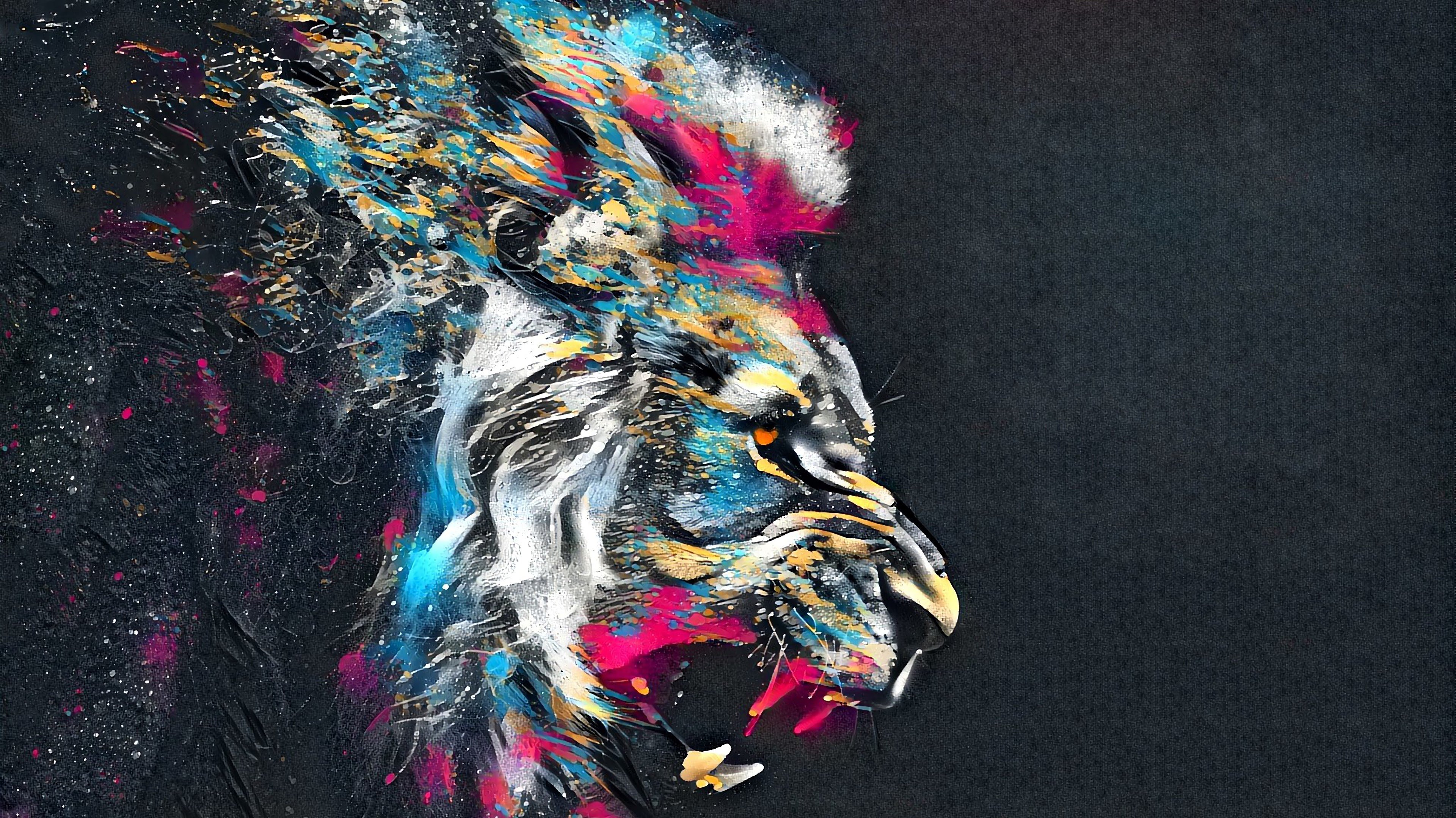 Lion roar Digital Art Wallpaper 4k HD