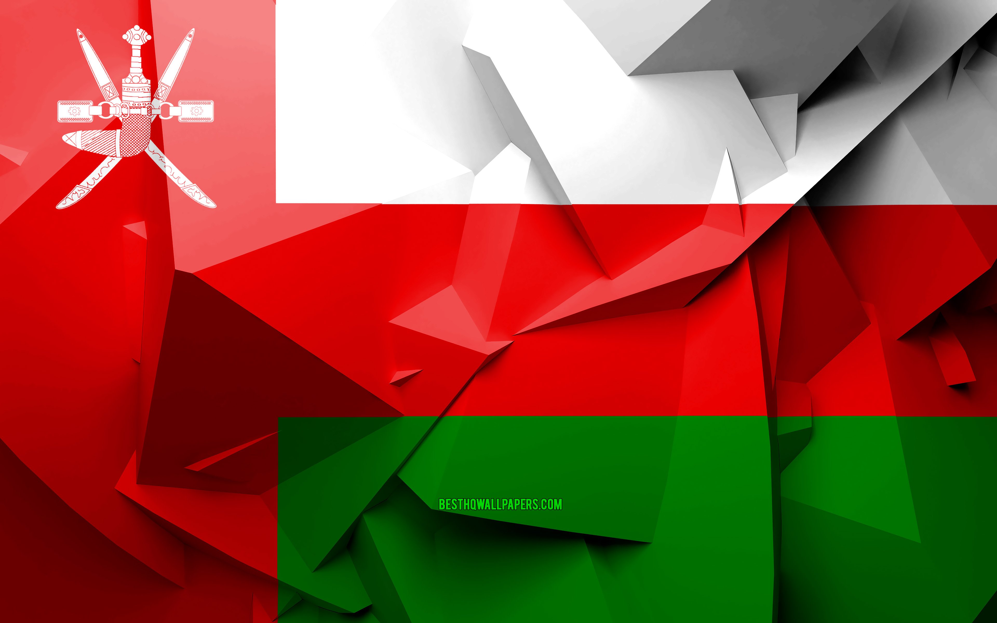 Download wallpaper 4k, Flag of Oman