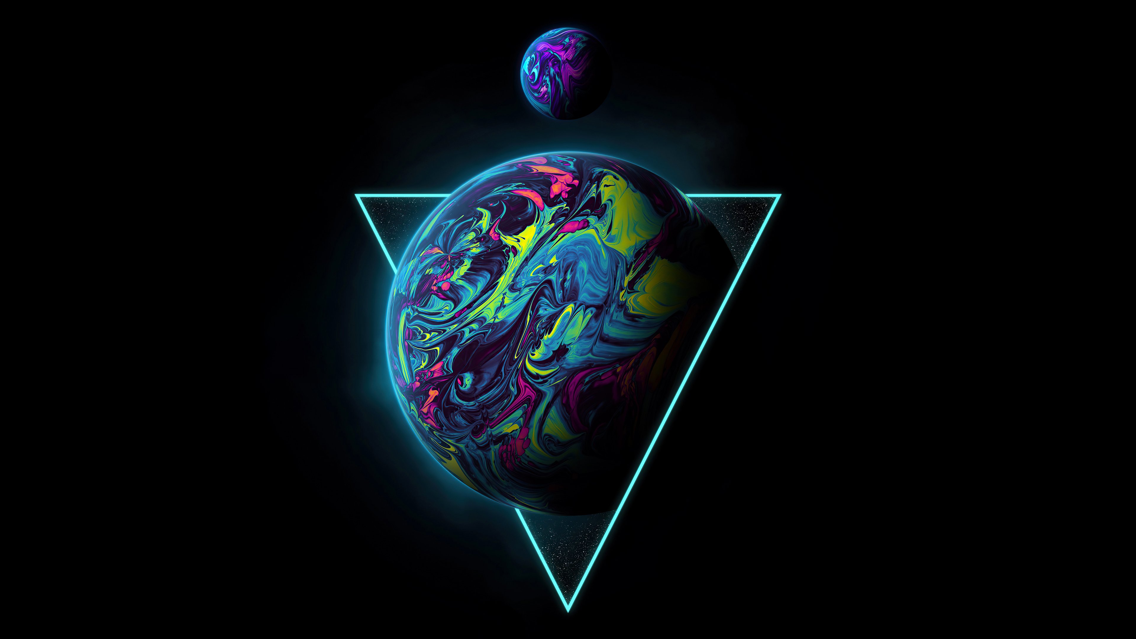 Triangle with planet Wallpaper 4k HD ID