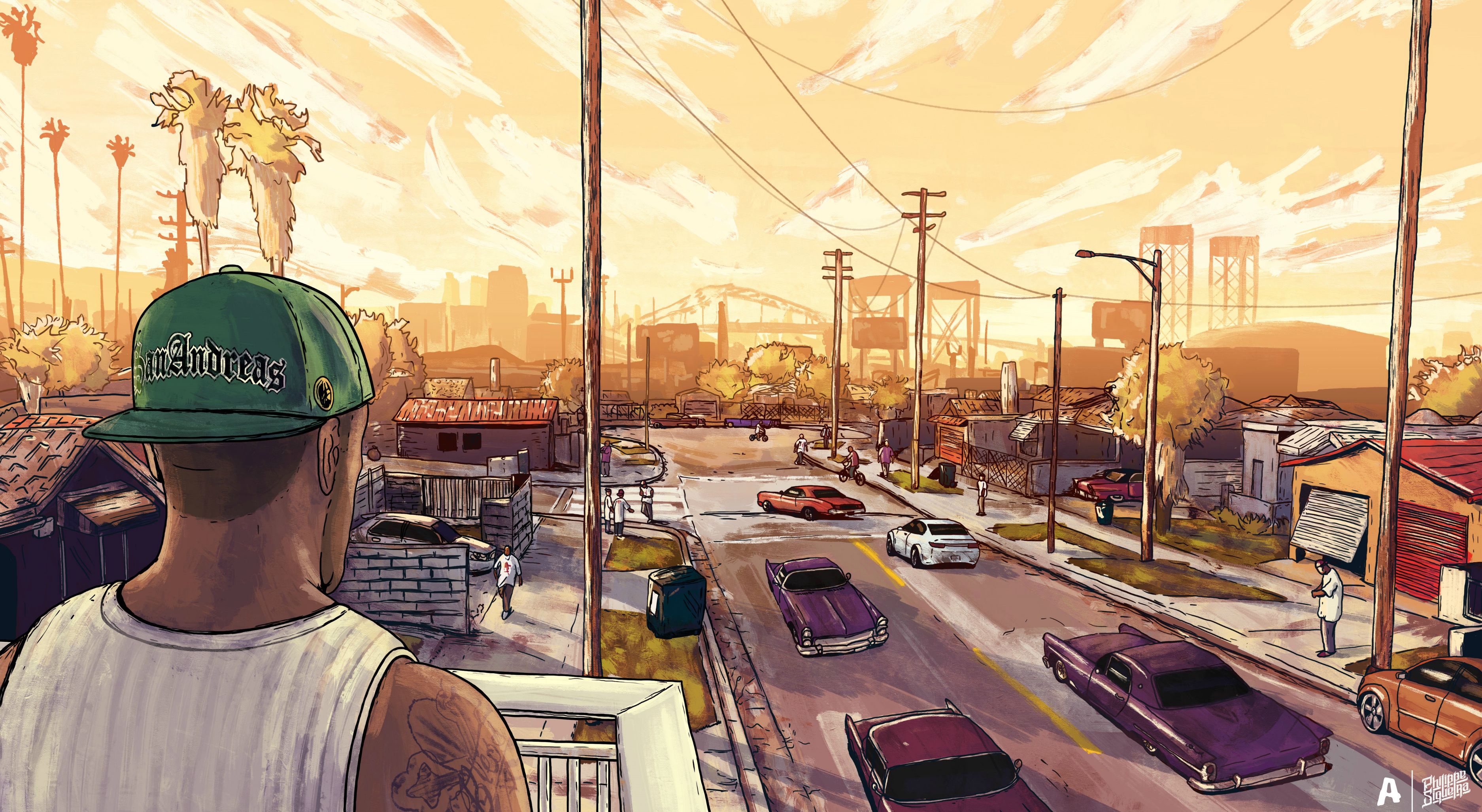 Wallpaper Carl Johnson, gta 5, Grove