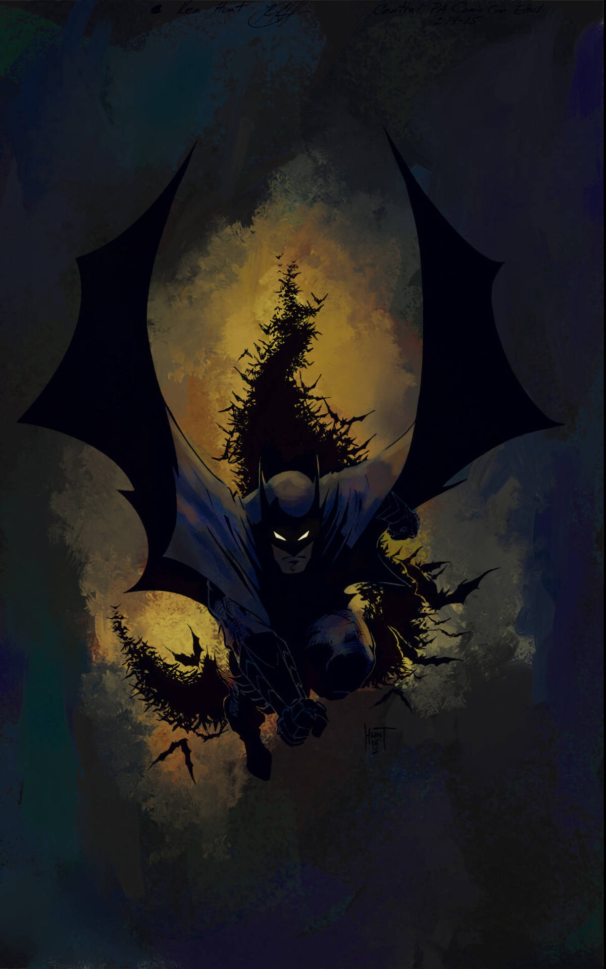 Download Rising From Dark Batman Phone Art Wallpaper
