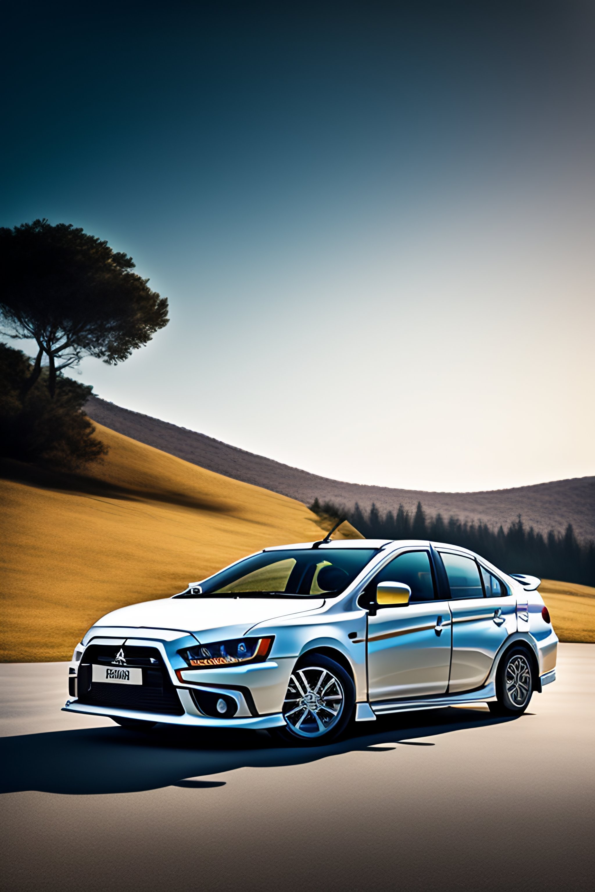 Mitsubishi lancer on a white