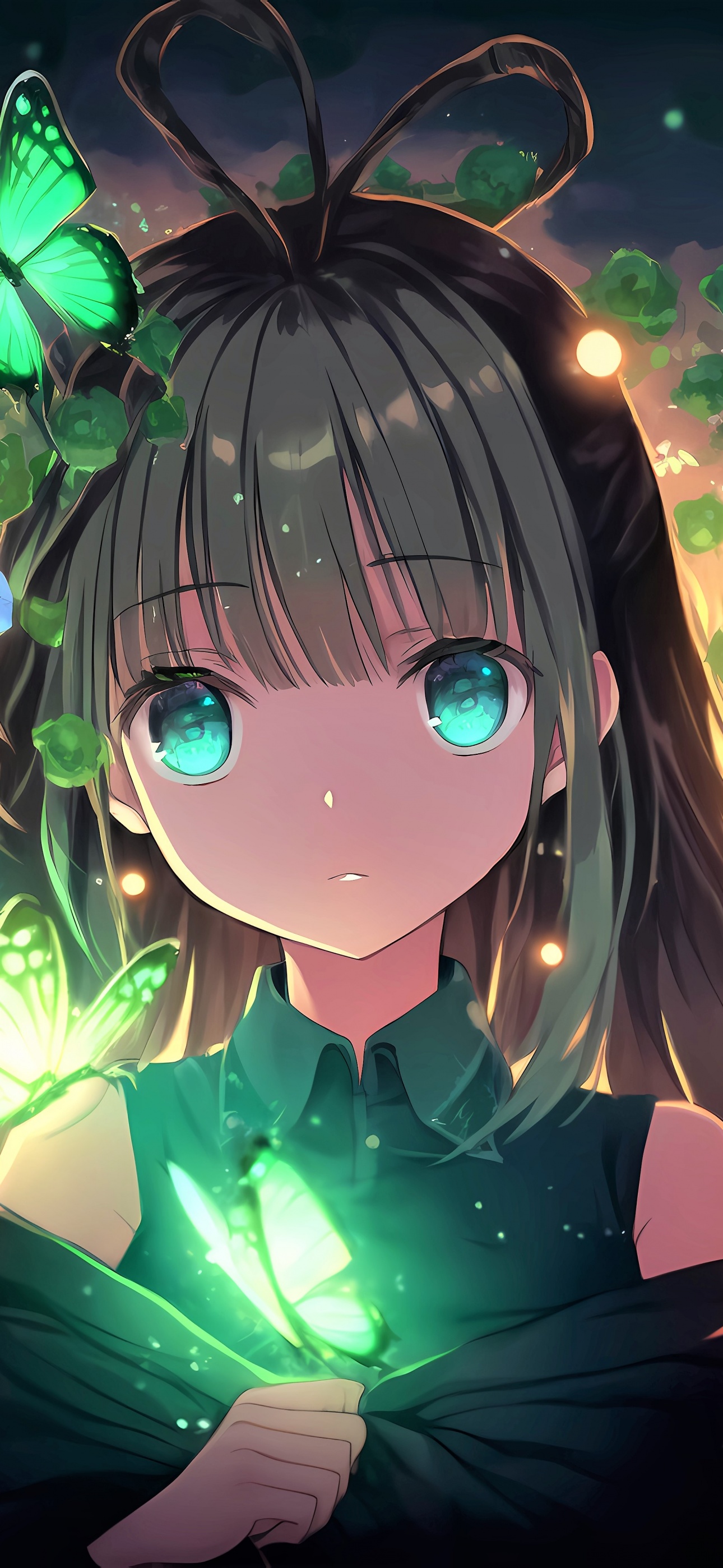 Anime girl Wallpaper 4K, Green eyes