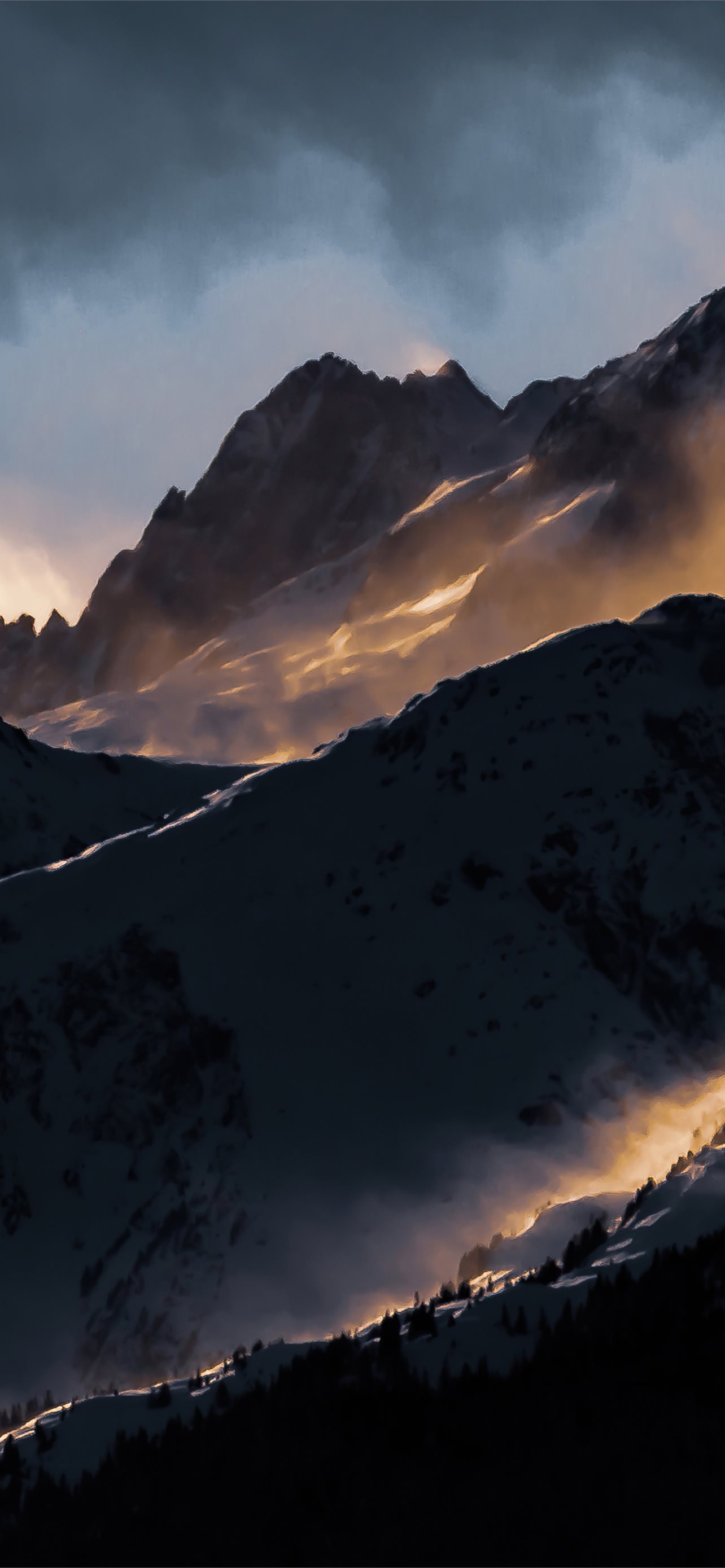 mountains clouds light 5k iPhone