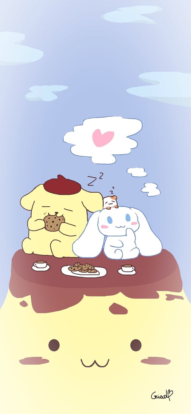 Pompompurin and Cinnamoroll background