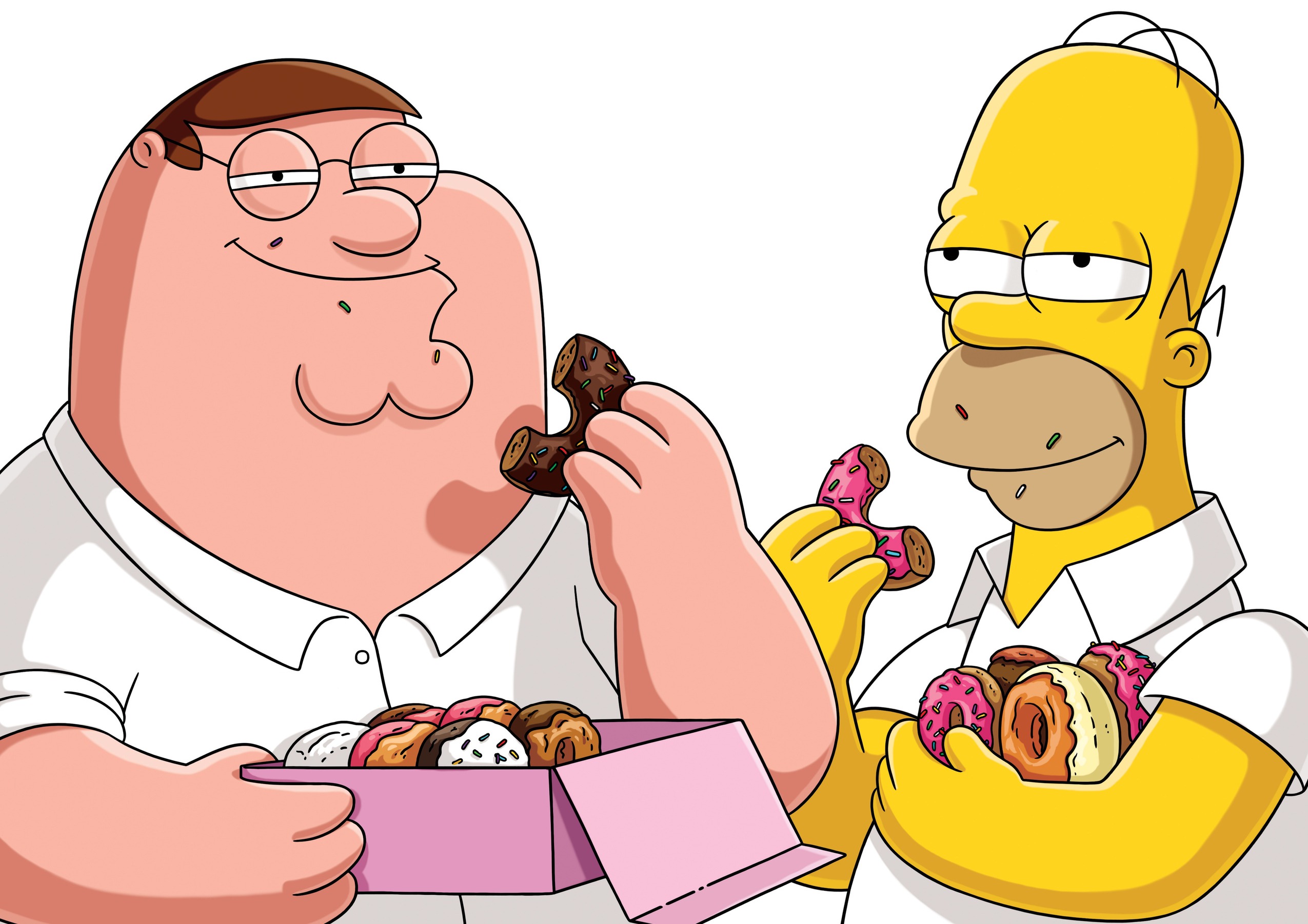 Wallpaper Family Guy, The Simpsons, Homer, Peter Griffin, fat, donuts, Matt Groening for mobile and desktop, section минимализм, resolution 2550x1802