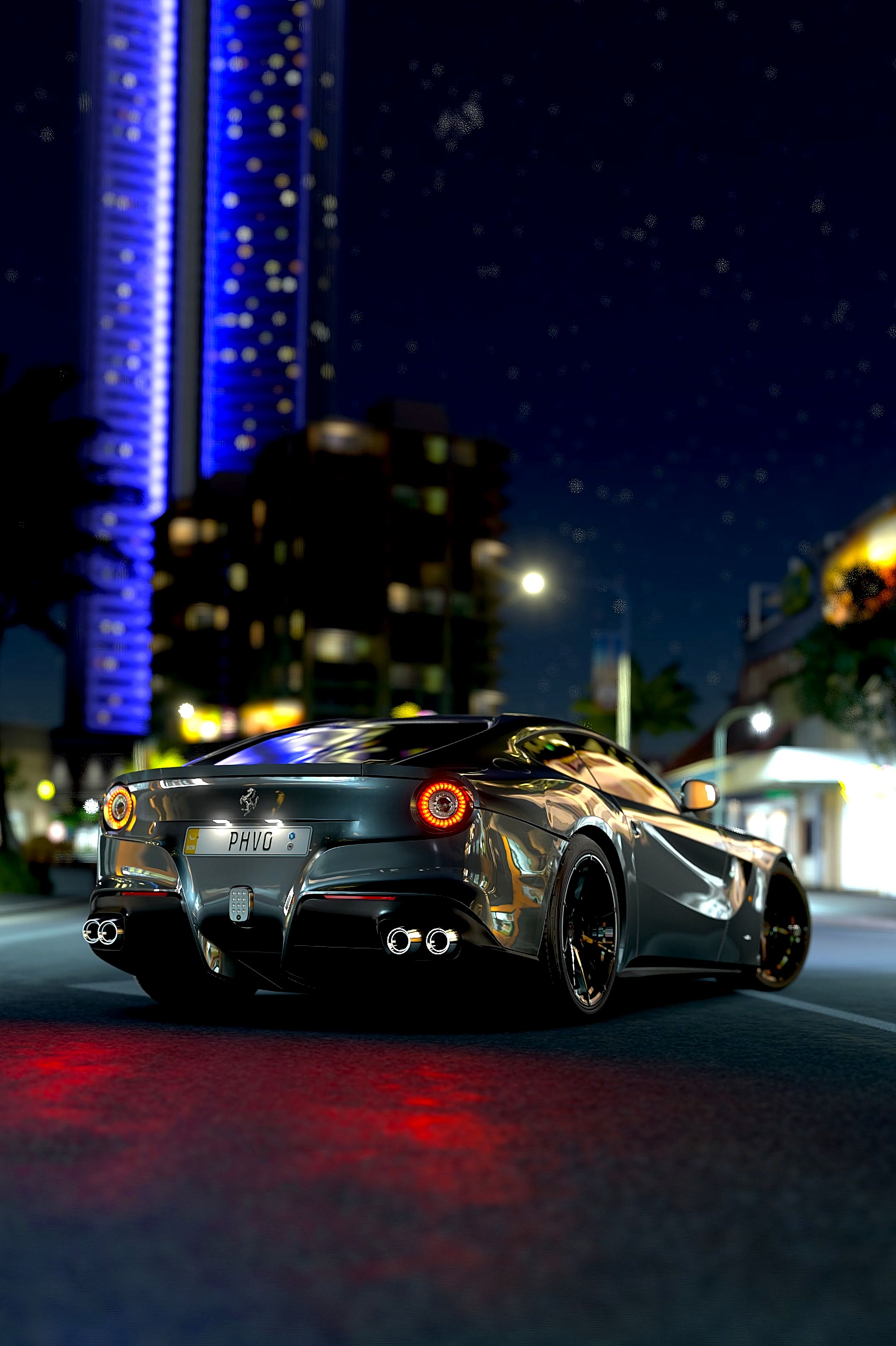 Cool Ferrari F12 Rear View at Night