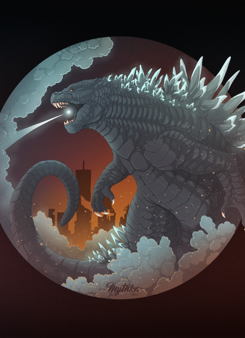 Download wallpaper 840x1160 godzilla