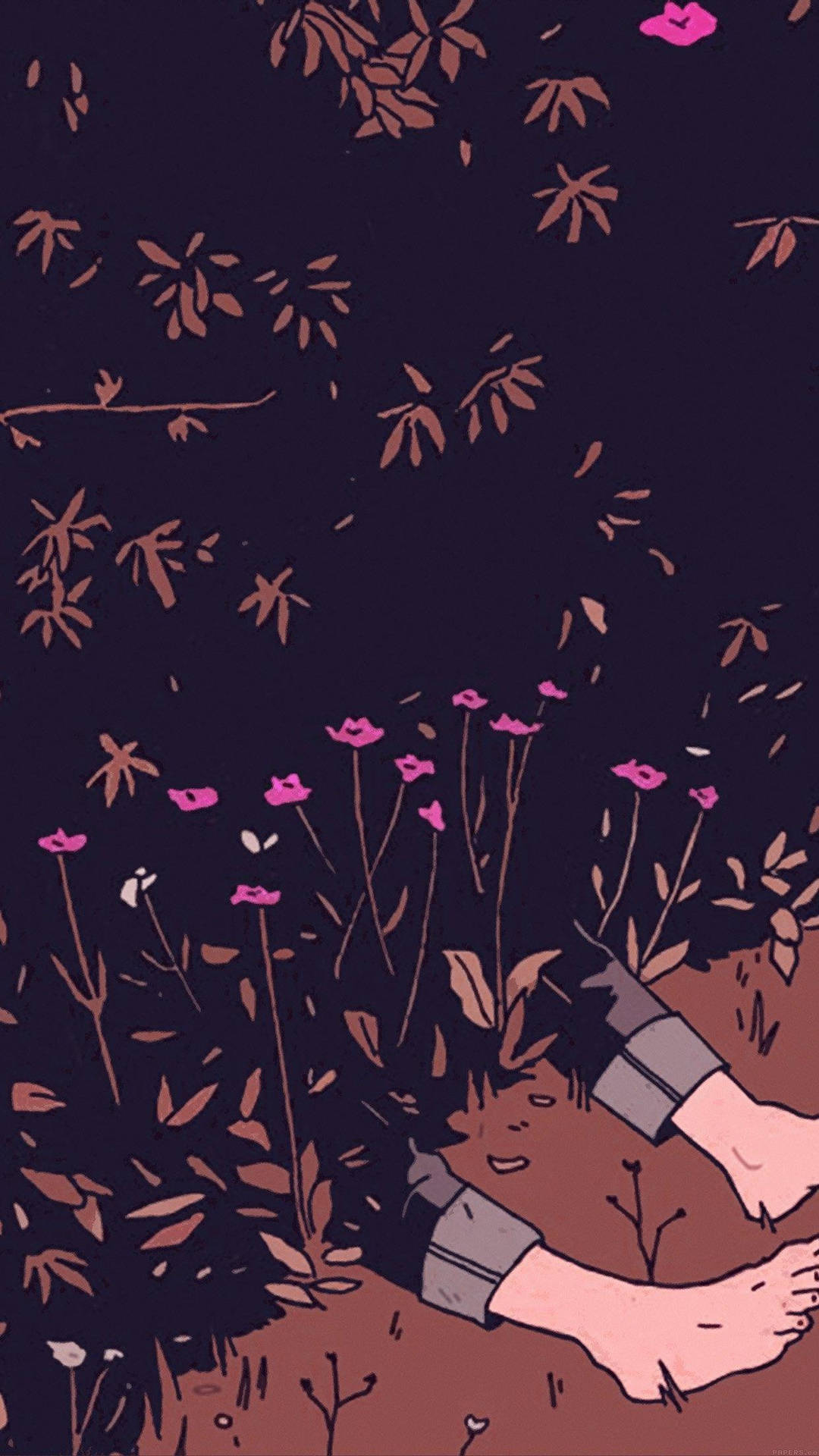 Aesthetic Anime Boy Lying In Flowers