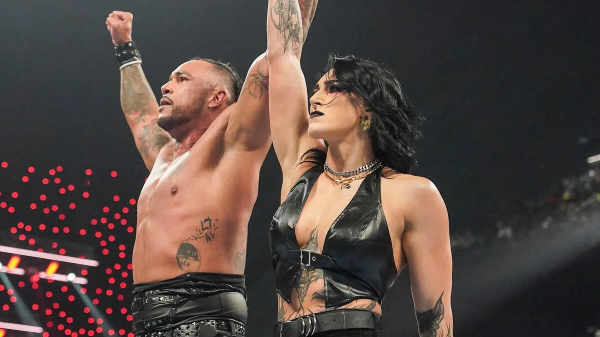 WWE's Rhea Ripley and Damian Priest Set