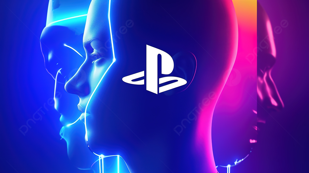 Playstation 4 Logo And Two Faces With A