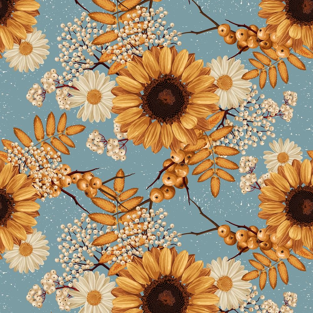 Vintage Autumn Sunflower Fabric