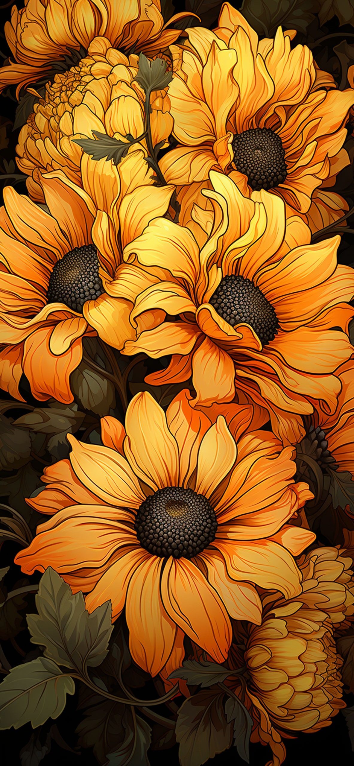 Beautiful Sunflowers Art Wallpaper