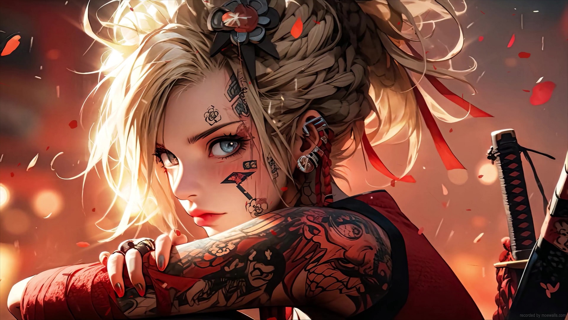 Samurai Fantasy Girl Tattoo Live