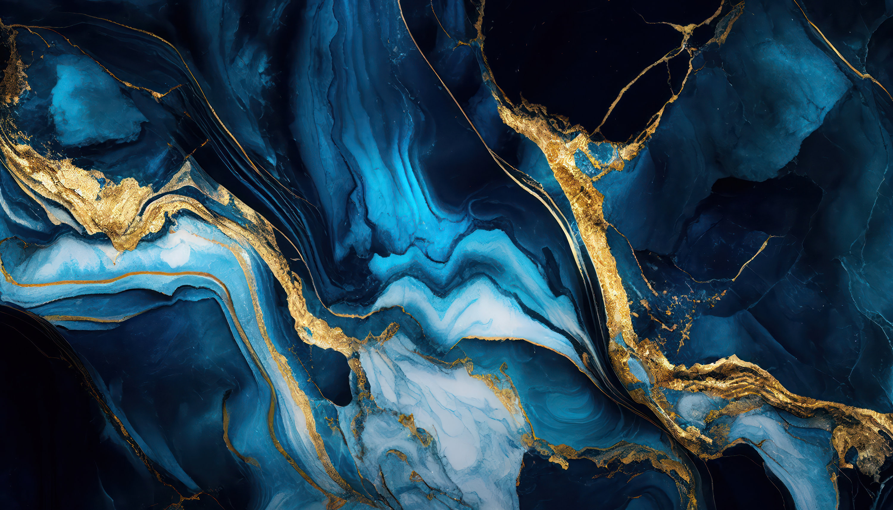 Dazzling Blue Gold Marble Wallpaper