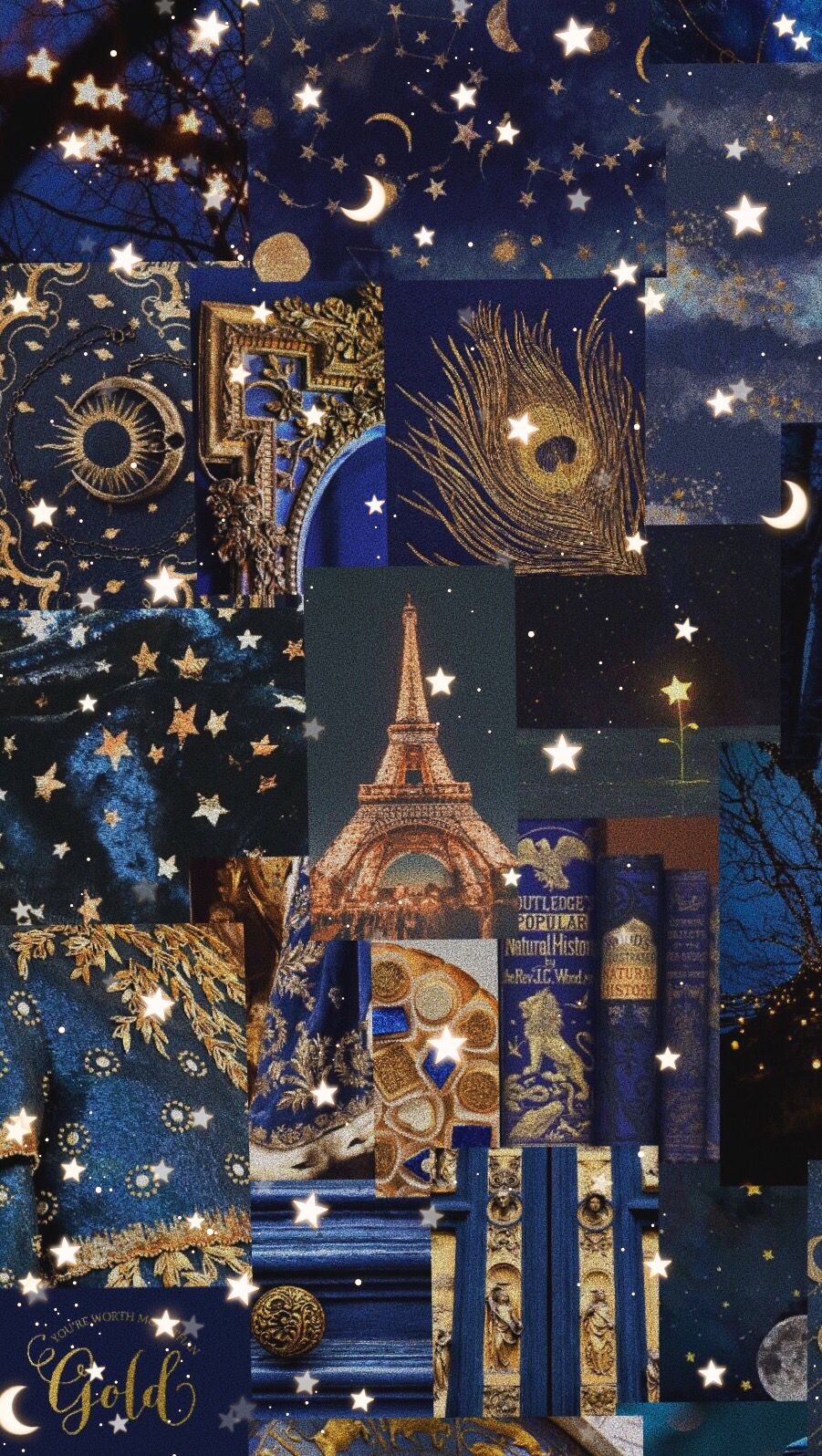 Navy and gold aesthetic wallpaper