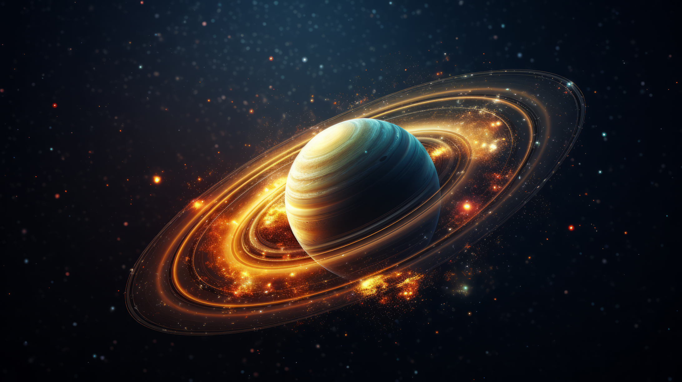 Saturn Planet in Starry Galaxy