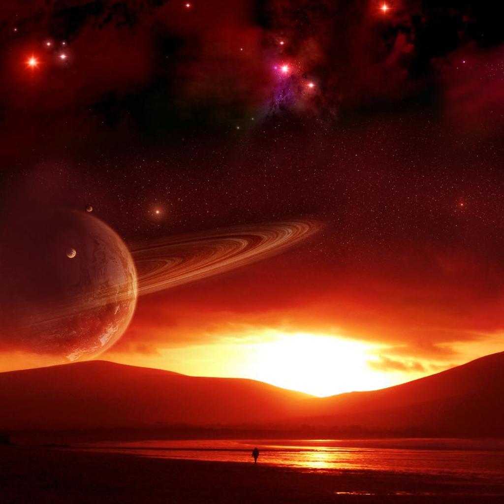 Saturn Sunset. iPad Wallpaper
