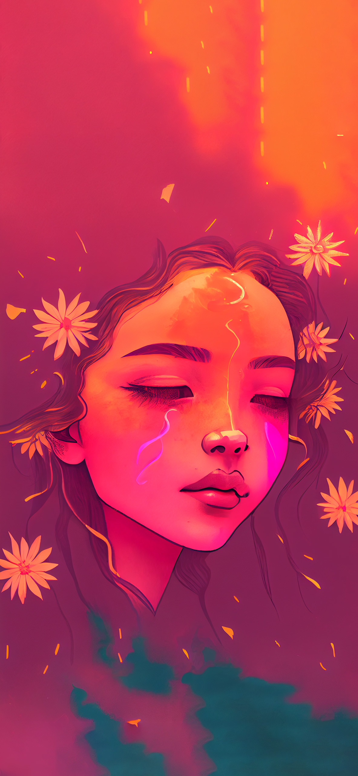 A Girl with Flowers Wallpaper